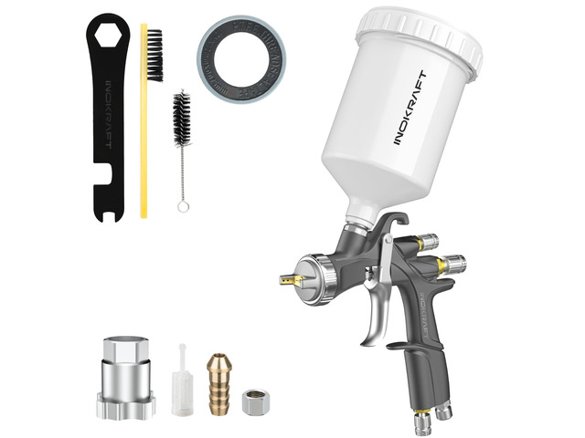 D1 LVLP Air Spray Gun Basic Kit Ease of use, Paint Gun for Cars & House DIY Painting, 1.3mm Nozzle, with Paint Sprayer Accessories