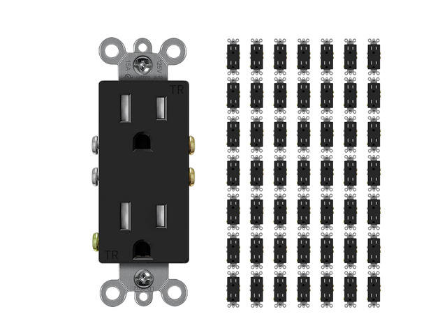 Decorator Receptacle Outlet, Standard Electrical Wall Tamper Resistant Decorative Receptacle Outlet, 15 Amp 125 Volt, Grounding UL Listed (50Pack,...