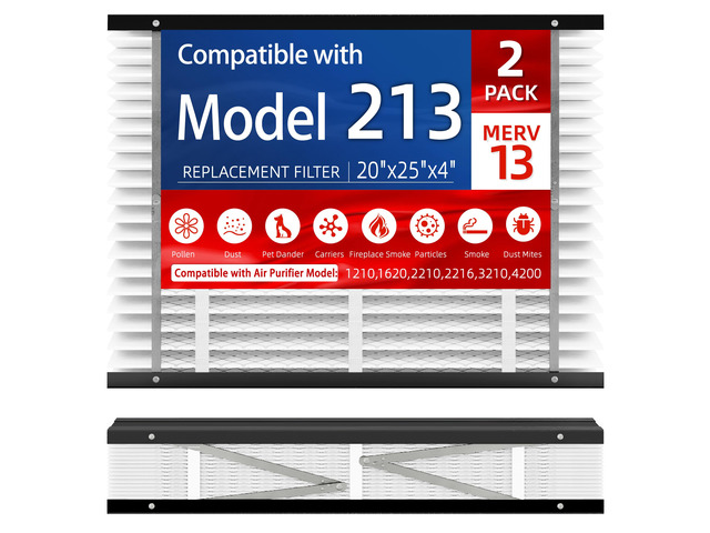 2 Pack, 213 Replacement Filter, Compatible with AprilAire 213 Whole House Air Purifiers Models,1210,1620,2210,2216,3210,4200,MERV 13 HVAC Furnace...