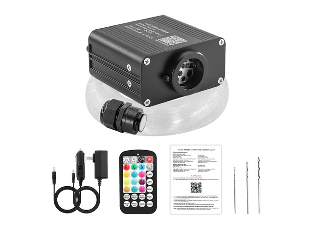 16W Twinkle Starlight Headliner Kit 650pcs 0.03in 13.1ft Small Size Fiber Optic Star Lights for Car, Music Sync Mode, Starry Sky Effect, RGBW...