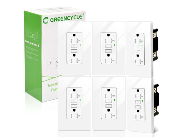 GFCI Outlet 20 Amp, 6PK Gfi Electrical Outlet,20Amp 125V,Weather Resistant with LED Indicator,Decor Plates & Screws Included,Residential and...