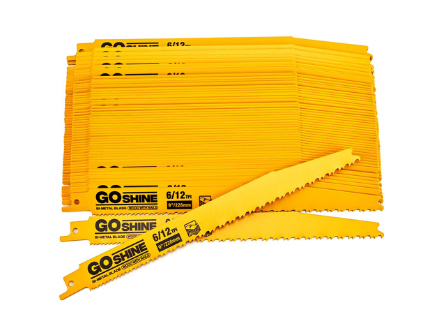 50 Pack 9' 6/12 TPI Bi-Metal Demolition Reciprocating Saw Blades for Wood with Nails, Nail-Embedded Wood, Pallets,PVC,Cuts Thick Metal from 3/16'...