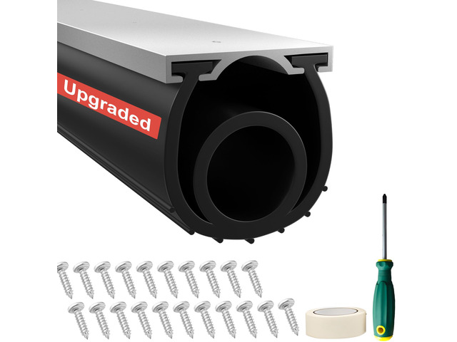 Garage Door Seals Bottom Rubber - 20 Ft Heavy-Duty Garage Door Weather Stripping Bottom Seal with Pre-drilled Aluminum Track Retainer Kit, Easy...