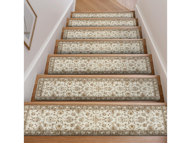 Vintage Stair Treads Non-Slip Stair Runners for Wooden Steps 15PCS 30'x8' Indoor Carpet Stair Treads Mats Staircase Step Treads for Kids, Elders...