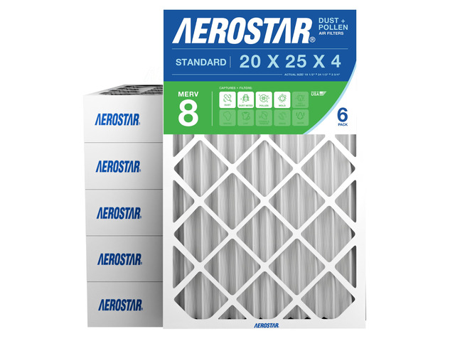 Air Filter 20x25x4 MERV 8 AC Filter, HVAC, Furnace Filter, 6 Pack ACTUAL SIZE (19.50 x 24.50 x 3.75) AC Filter, HVAC, Furnace Filter Captures Dust,...