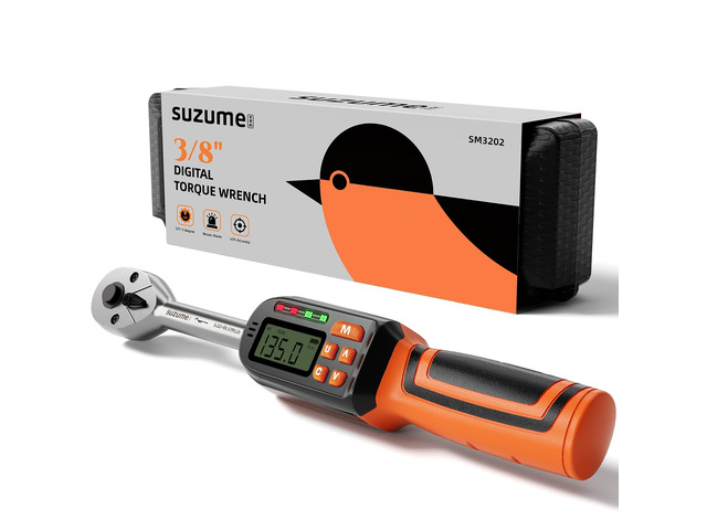 Digital Torque Wrench 3/8 Drive (5.02-99.57 Ft. Lb / 6.8-135 N. m) ±2% Accuracy,Buzzer and LED Alert,Electric Display,Peak & Track,Foot / Inch...