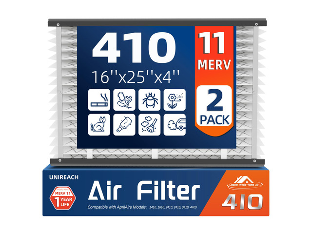 2 Pack 410 Replacement Air Filter, MERV 11,Actual Size: 16'x28'x4', Nominal Size: 16x25x4, HVAC Furnace Filter, Compatible with AprilAire Models...