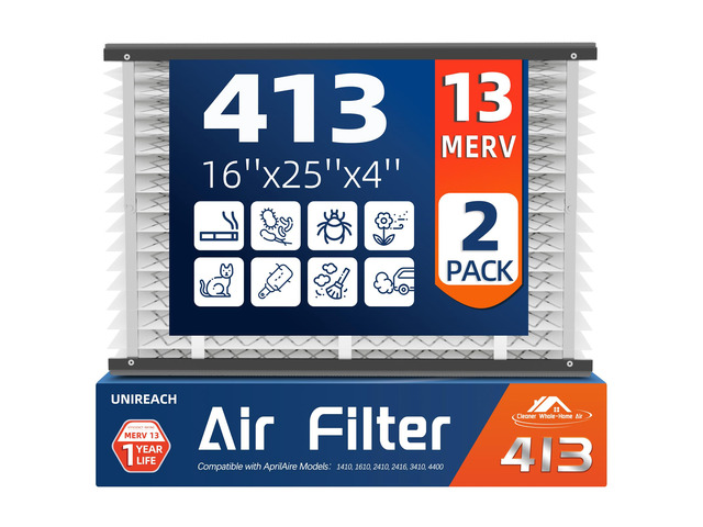 2 Pack 413 Replacement Air Filter, MERV 13,Actual Size: 16'x28'x4', Nominal Size: 16x25x4, HVAC Furnace Filter, Compatible with AprilAire Models...