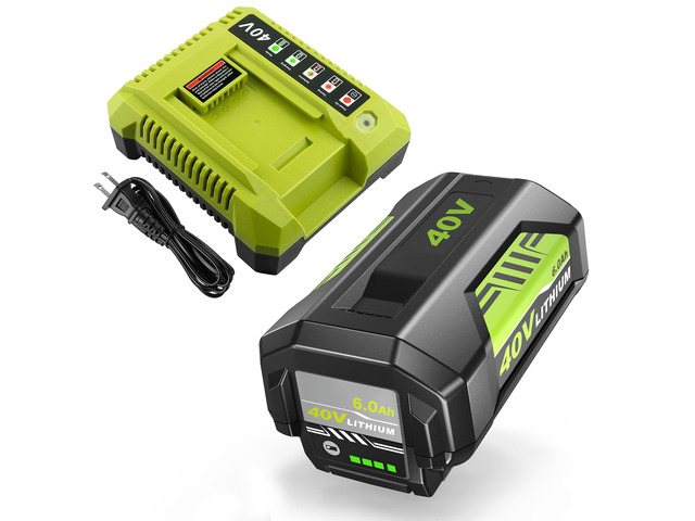 40V Lithium-Ion 6.0Ah Battery Replacement for Ryobi 40V Battery and Charger Compatible with Ryobi 40V Battery and Charger OP40601 OP40401 OP40404...