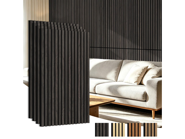 47 x 23.6 in Acoustic Wood Slat Design Wall Panels, 4-Pack, Grey Oak Lightweight, Noise Reduction, Crack Resistant, Sustainable, Easy Installation,...