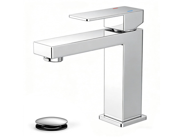 Bathroom Faucet 1 Hole, Single Handle Vanity Sink Faucets Chrome For 1 or 3 Hole 4 Inch Centerset Sink, with Pop-up Drain, NSF61 Certificate,...