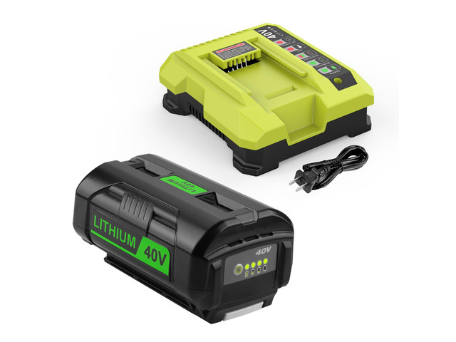 40V 6.5Ah Compatible with Ryobi 40V Battery and Charger Kit Fast Charge Compatible with Ryobi Battery 40 Volt OP4026 OP40601 OP4050A OP4040 Widely...