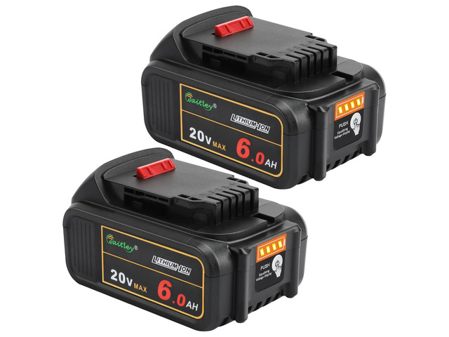 2 Pack 20V 6.0Ah Replacement Battery Compatible with Dewalt Tool Lithium-Ion Battery Compatible With DCB200 DCD DCF DCG Series Cordless Power Tools...