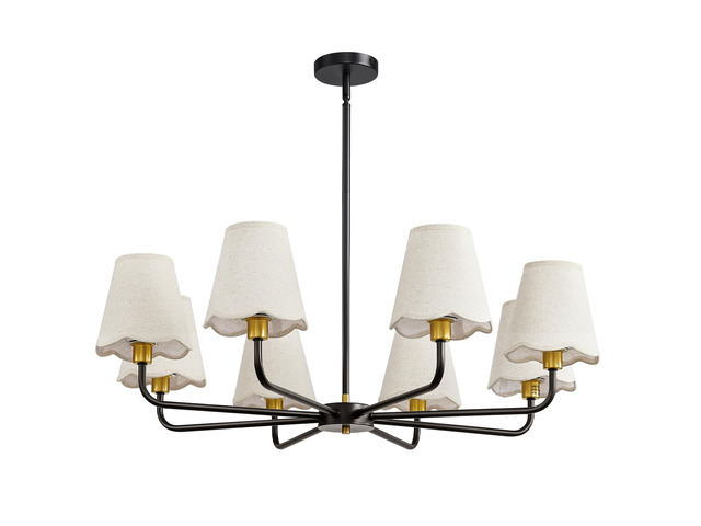 Modern Black and Gold Chandelier 8-Light Farmhouse Chandelier for Dining Room Industrial Dining Kitchen Light Fixture Over Table Ceiling Chandelier...