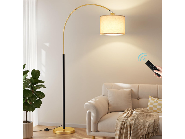 Dimmable Arc Floor Lamp with Remote, Color Temperatures and Brightness Adjustable, Arched Floor Lamp with Rotating Head, Over Couch Arched Reading...