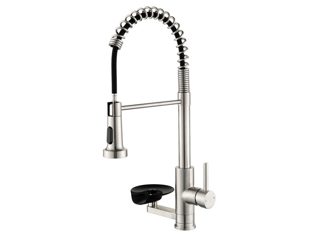 Pull Down Kitchen Faucet with Cup Washer Brushed Nickel Kitchen Sink Faucet with Deck Plate,Glass Rinser,Single Handle,Single Hole,Lead-Free...