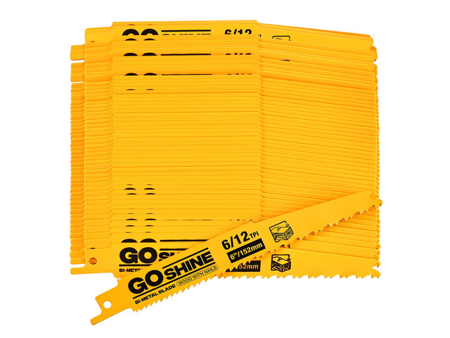 50 Pack 6 Inch 6/12TPI Reciprocating Saw Blades,Stud and Nail Saw Blades, 6' High Strength Bi-Metal Saw Saw Blades Wood and Nail-Embedded Wood,...
