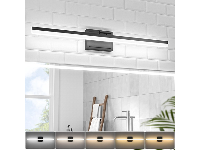 Modern Bathroom Vanity Light 31.5 inch, 28W Dimmable 5CCT Led Bathroom Light Fixture Over Mirror, Black Bar Vanity Light for Bathrooms Mirror...