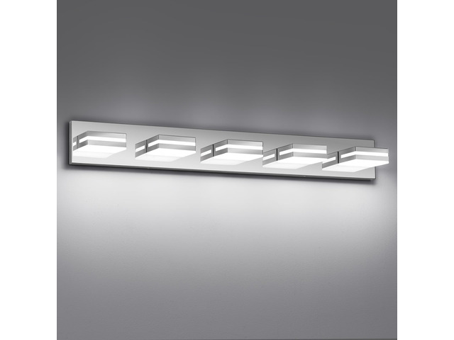 Modern LED Stainless Steel Chrome Acrylic Bathroom Lights Fixtures 5-Light Wall Lighting,Vanity Lights for Bathroom Over Mirror 6000K 350°RotateNo...