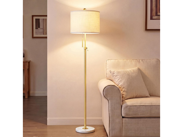 Gold Floor Lamps for Living Room, 55'-67' Height Adjustable Modern Tall Lamp, 3-Way Dimmable Standing Lamp for Bedroom Office Reading Corner Home...