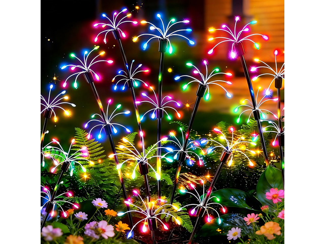 Solar Garden Lights Outdoor, 8 Pack Multicolor Fairy Firework Lights Waterproof Starburst Fairy Light, Garden Decor for Yard Patio Pathway Lawn,...