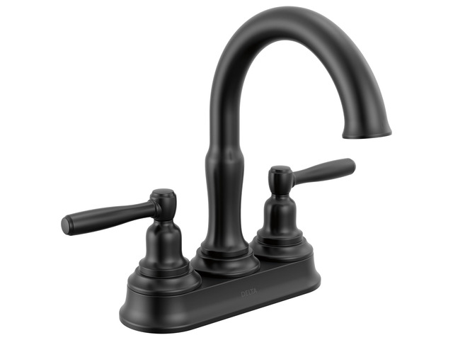 Roe Centerset Matte Black Bathroom Faucet, 4 Inch 3 Hole Bathroom Sink Faucet for Vanity, Push-Pop Drain Assembly, Matte Black 25985LF-BL
