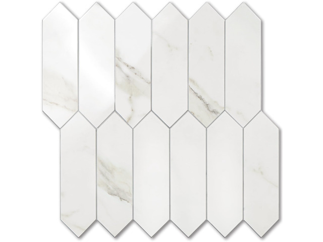 Glossy White Marble Backsplash Tile Peel and Stick, 12.8 x 12.8 Inch 10 Sheets Long Hexagon PVC Self Adhesive Mosaic Wall Tiles Stick on Backsplash...