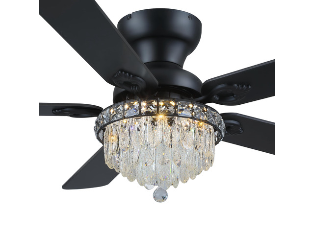 Crystal Ceiling Fan Fandelier with Lights-Modern Ceiling Fan(52' Black) Crystal Ceiling Fans with Remote Control,Modern Ceiling Fan with Noiseless...