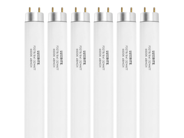 F32T8/865 48 Inch T8 Fluorescent Tube Light Bulb, 6500K (6-Pack) Daylight, 32W, 2800 Lumens, G13 Medium Bi-Pin Base, Model LR20735, 13,000-Hour...