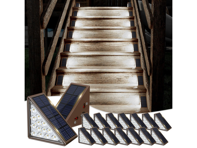 Solar Step Lights for Outside,16 Pack Solar Stair Lights Outdoor Waterproof IP67,Outdoor Deck Step Lights,Solar Outdoor Lights for...