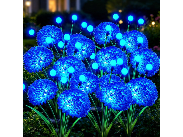 Solar Garden Lights, 8 Pack Blue Solar Swaying Firefly Lights With Flowers, Waterproof Blue Flowers Light Outdoor for Garden Patio Yard Pathway...