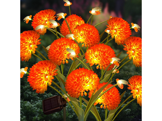 Solar Garden Lights, 8 Pack Solar Swaying Bee Lights with Flowers, Waterproof Firefly Light Outdoor for Garden Patio Yard Pathway Fall Decoration,...