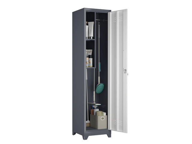 Slim Utility Cabinet, 65H Bathroom Storage with Doors and Shelves Narrow Cleaning Cabinets with Locking Doors, Skinny Broom Closet for Garage, Home...