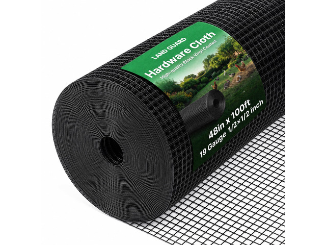 48 inch×100 ft Black Vinyl Coated Hardware Cloth, 19 Gauge 1/2 inch Black PVC Hardware Cloth, Welded Wire Fence Supports Poultry Netting Cage Fence
