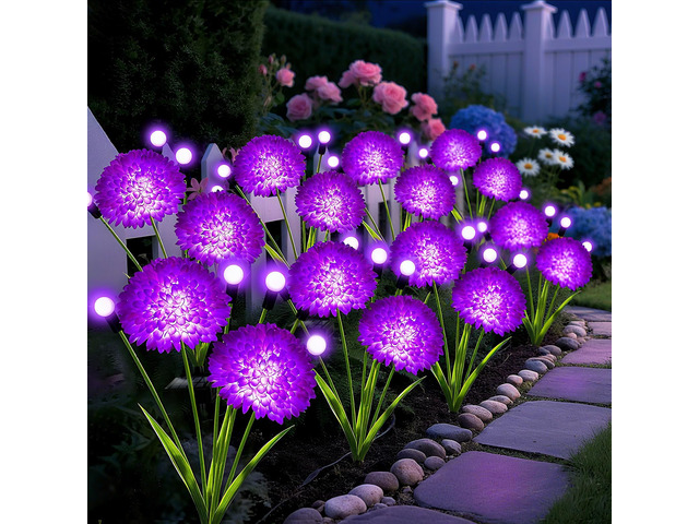 Solar Garden Lights, 8 Pack Solar Purple Swaying Firefly Lights with Flowers, Waterproof Purple Halloween Flowers Light Outdoor for Garden Patio...
