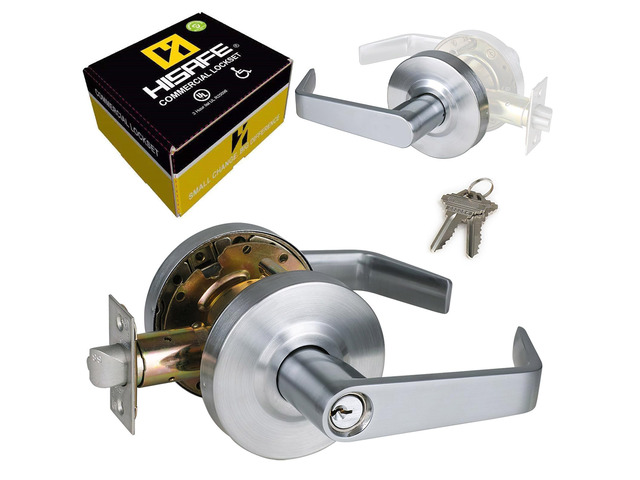 Storeroom Door Handle Heavy Duty Grade 2 Commercial Door Locks 2-3/4''Backset, Non-Handed, UL 3 Hour Fire Rated, ADA Compliant, Satin Chrome Finish...