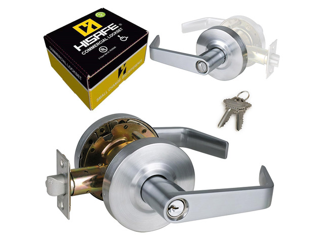Keyed Entry Commercial Door Lock for Office Heavy Duty Grade 2 Lever 2-3/4''Backset, Non-Handed, UL 3 Hour Fire Rated, ADA Compliant, Satin Chrome...
