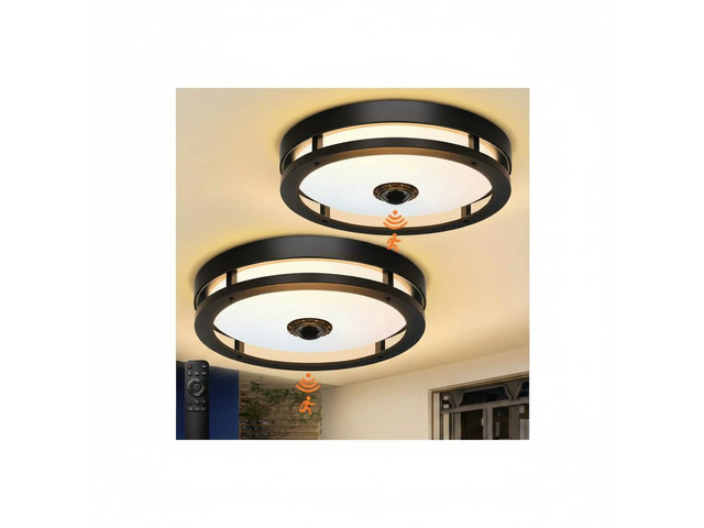 Outdoor Motion Sensor Ceiling Light with Remote,Dimmable,12',2Pack 2700-5000K, Aluminum Exterior LED Flush Mount Fixture, Dusk to Dawn, Modern for...