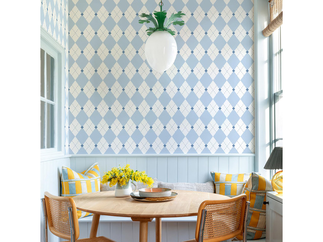 Retro Checkered Peel and Stick Wallpaper Light Blue and White Wallpaper 17.3'x1200' Vintage Plaid British Geometric Wall Paper for Bathroom Kitchen...