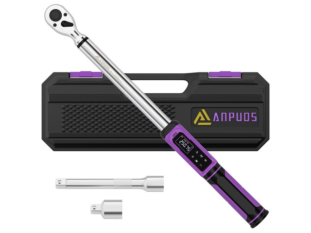 1/2' Digital Torque Wrench, ±1% Accuracy, 3.76-250.75 Ft-lb 9 Presets, 500 Data Storage, LED/Buzzer/Vibration Alerts, 5 Units, Color Display,...