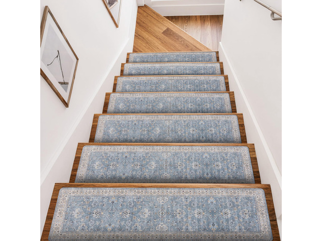 Stair Treads for Wooden Steps Indoor Stair Carpet Non-Slip 15PC 30'x8' Washable Rubber Backing Stair Mats Stair Runners for Kids, Elders and Dogs,...