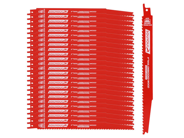 50 Pack 9 Inch 4/6 Tpi Reciprocating Saw Blades Bi-Metal with Coating Stud and Reciprocating Saw Blades for Cutting Embedded Wood Metals PVC...