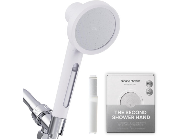 SecondShower Filtered Shower Head with Handheld for Hard Water - NSF Certified 99.9% Chlorine Removal, High Pressure, Korean Vitamin C Filter for...