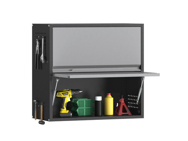2 Door Garage Wall Cabinet with Up-Flip Door, 25.6' H Metal Wall Cabinet Wall Mounted Metal Storage Cabinet for Garage,Basement,Ware House Assembly...