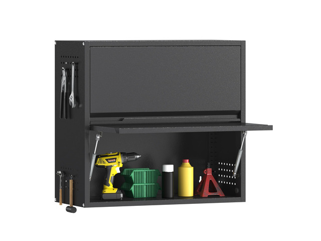 2 Door Garage Wall Cabinet with Up-Flip Door, 25.6' H Metal Wall Cabinet Wall Mounted Metal Storage Cabinet for Garage,Basement,Ware House Assembly...