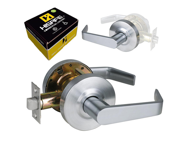 Passage Commercial Door Locks Heavy Duty Grade 2 Lever 2-3/4''Backset, Non-Handed, UL 3 Hour Fire Rated, ADA Compliant, Satin Chrome Finish 26D,...