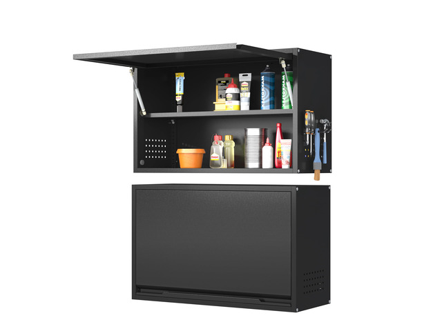 Garage Wall Cabinet with Up-Flip Door, 19.7' H Metal Wall Cabinet Wall Mounted Metal Storage Cabinet for Kitchen,Garage,Basement,Ware House...