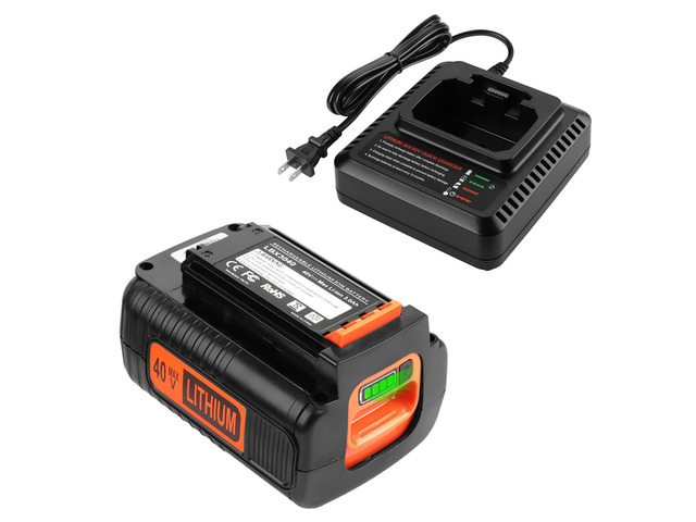 40V 3.5A Replacement Black and Decker 40 Volt Lithium Battery LBX2040 Battery and Charger Fits Black+Decker LBX2040/LBXR36/LBXR2036/LST540 with...