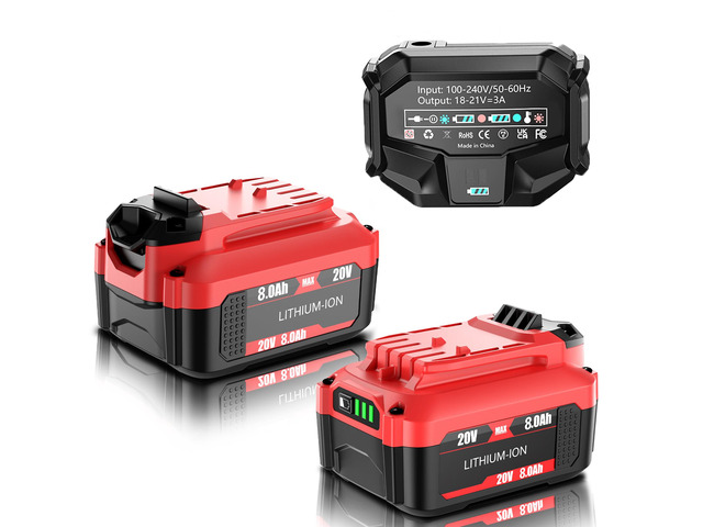 2Pack 20V 8000mAh Replacement for Craftsman 20V Battery and Charger Kit Compatible with Craftsman V20 Lithium Battery CMCB202 CMCB203 CMCB204...