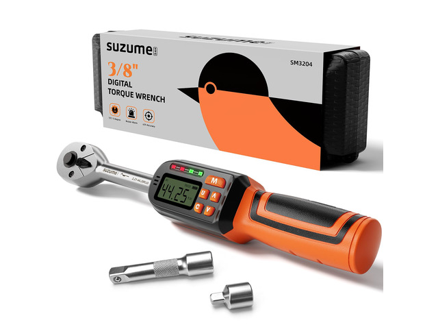 3/8 Digital Torque Wrench Inch Pound (2.21-44.25 Ft. Lb / 3-60 N. m) ±2% Accuracy Sound and Light Alert Peak & Track Electronic Display for Mechanic...